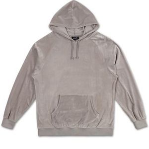 Pink + Dolphin Grey Velour Hoodie
